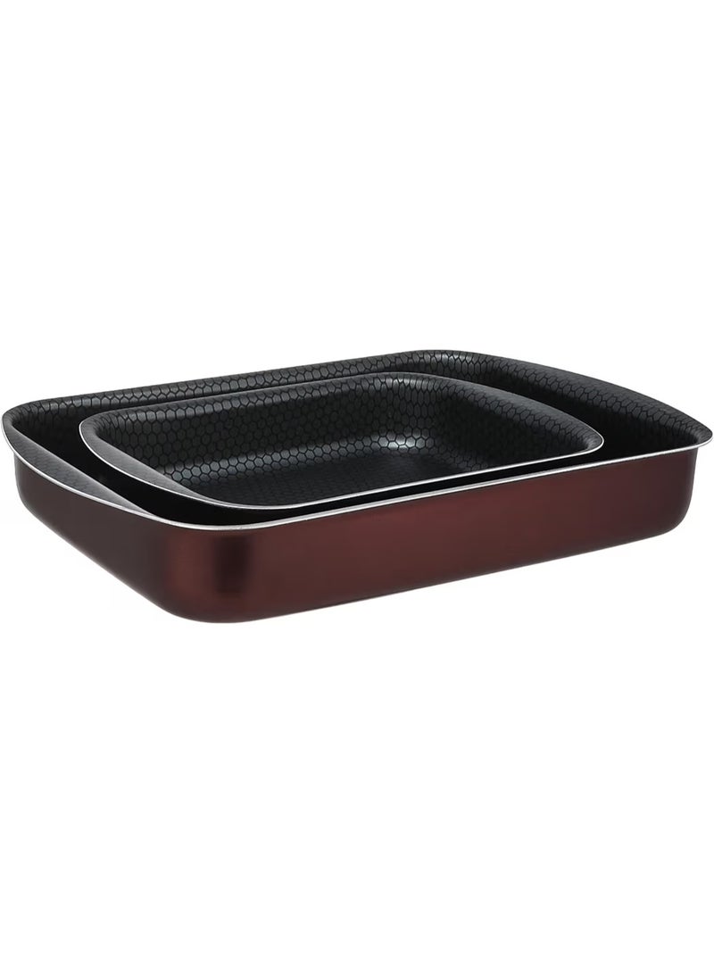 Trueval tray set, 25cm/35cm, dark red color - Image 1